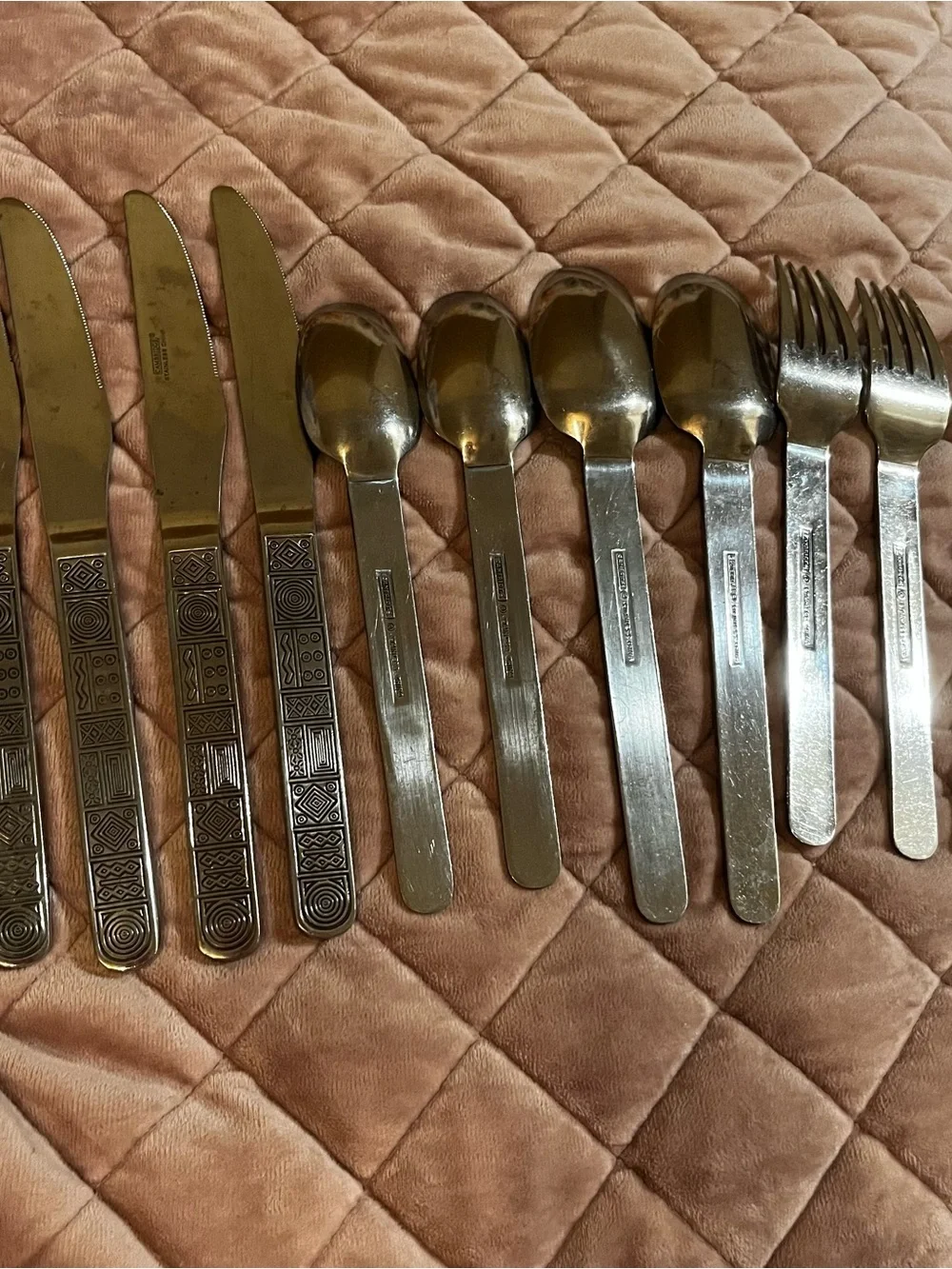 Cambridge Aztec Stainless Flatware 11 Pc Geometric Silverware Set Discontinued